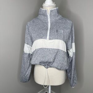 Victoria’s Secret PINK Gray and White Quarter-Zip Pullover